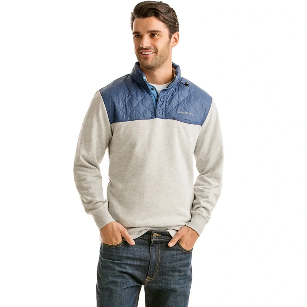 Vineyard Vines Men XXL Performance Quilted  Shep Shirt  Gray Sweater Hooded RCLO